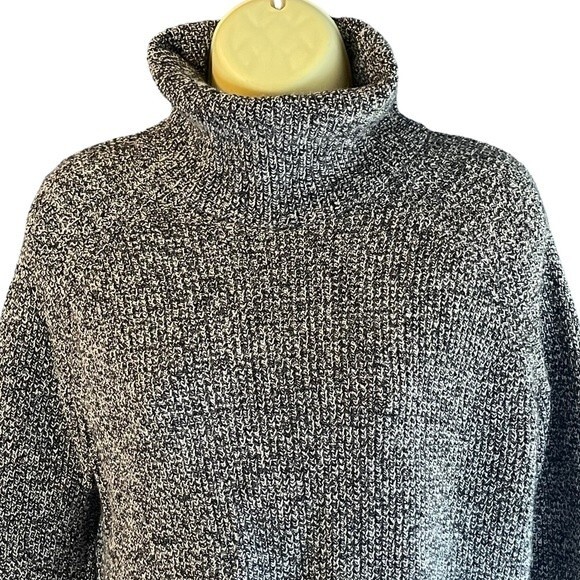 Madewell Marled Black and White Turtleneck Sweater with Surplice Back, size Sm - Picture 2 of 7